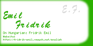 emil fridrik business card